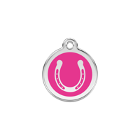 Horse Shoe Hot Pink roestvrijstalen hondenpenning small/klein dia. 2 cm - Reddingo
