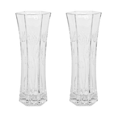 Set van 2x stuks bloemenvazen van ornament glas 29 x 11 cm