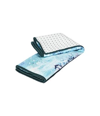 Manduka Yogitoes Skidless Yoga Handdoek Klein - Flora - Blauw - 60 x 40 cm