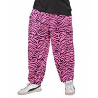 Carnaval verkleed baggy broek zebraprint - Nineties - Heren - Roze