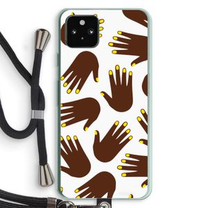 Hands dark: Pixel 5a 5G Transparant Hoesje met koord