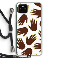 Hands dark: Pixel 5a 5G Transparant Hoesje met koord