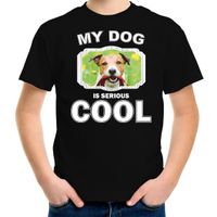 Jack russel honden t-shirt my dog is serious cool zwart voor kinderen - thumbnail