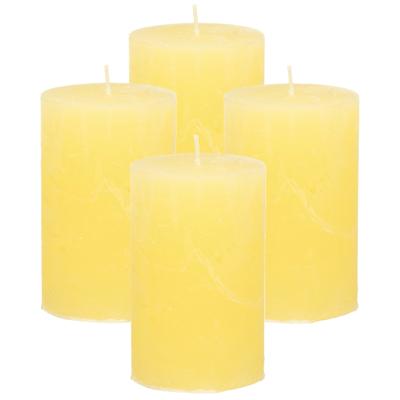 Atmosphera Stompkaars - 4x - geel - 5 x 8 cm - klein rustiek model - cilinderkaars - kaars Atmosphera Stompkaars - 4x - geel - 5 x 8 cm - klein rustiek model - cilinderkaars - kaars