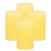 Atmosphera Stompkaars - 4x - geel - 5 x 8 cm - klein rustiek model - cilinderkaars - kaars