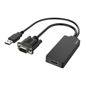 Hama 00200342 video kabel adapter 0,15 m USB Type-A + VGA (D-Sub) HDMI Zwart
