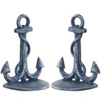 Deurstopper Anker - 2x - blauw - gietijzer - 13 x 8 x 18 cm - maritiem