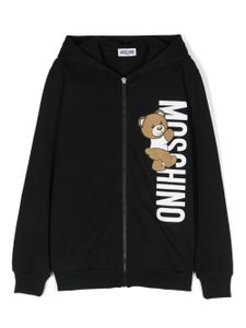 Moschino Kids hoodie zippé à motif Teddy Bear - Noir