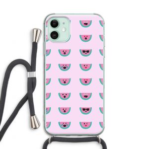 Smiley watermeloenprint: iPhone 11 Transparant Hoesje met koord