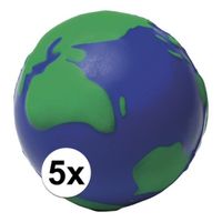 5x Anti-stressballen wereldbol 6,5 cm   -