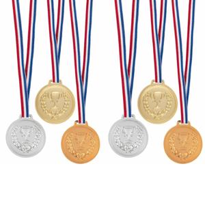 Carnaval verkleed medailles - met lint - 10x - goud/zilver/brons - kunststof - 6 cm - speelgoed