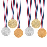 Carnaval verkleed medailles - met lint - 10x - goud/zilver/brons - kunststof - 6 cm - speelgoed