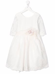 Mimilù robe à fleurs appliquées - Blanc