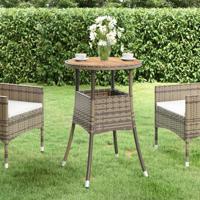 Tuintafel Ø60x75 cm acaciahout en poly rattan grijs