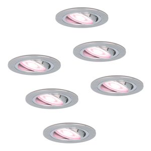 Hofronic Set van 6 Chandler - Smart inbouwspots - WiFi + Bluetooth - Bestuurbaar via App - RGBWW Dimbaar - RVS - kantelbaar - IP20 - Google home , Alexa en Siri - Smart spotjes