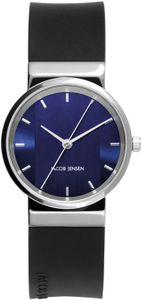Jacob Jensen 749 Horloge New staal-rubber zilverkleurig-zwart-blauw 29 mm