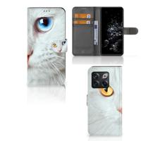 OnePlus 10T | Telefoonhoesje | Met pasjeshouder | Witte Kat