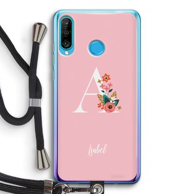 Pink Bouquet: Huawei P30 Lite Transparant Hoesje met koord