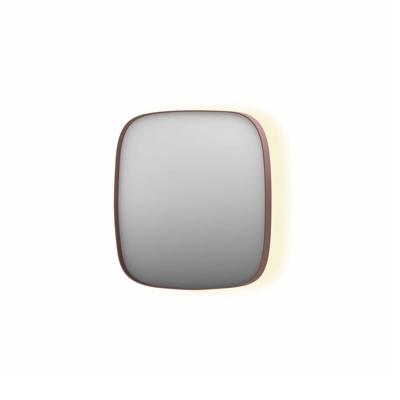 Spiegel INK SP30 40x4x40 cm incl. Indirect LED-Verlichting Rondom en Spiegelverwarming Geborsteld Koper