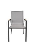 Qopps Jibba stapelbare tuinstoel mat royal grey met teak armlegger