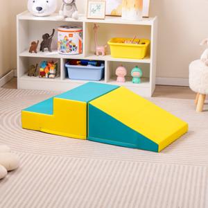 2 Stuks Trap en Glijbaan voor Baby's en Peuters Zachte Speelset voor Kinderen Zachte Schuimblokken voor Actief Binnenshuis Spelen