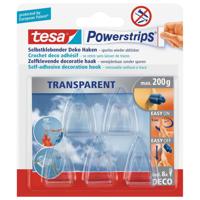 Tesa powerstrips deco haken - 5 stuks - transparant - kunststof - zelfklevend