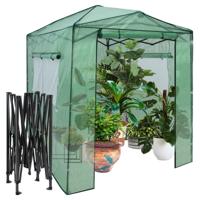 Broeikas Foliekas Broeikas met Oprolbare Deur en 2 Ramen Tomatenhuis met PE Roosterfolie Plantenhuis Tomaten Folietent Groen