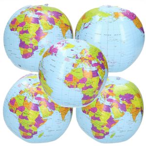 20x Opblaasbare strandballen wereldbol 27 cm