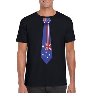 Zwart t-shirt met Australie vlag stropdas heren