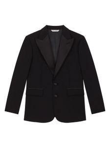 Dolce & Gabbana Kids blazer boutonné à fini satiné - Bleu