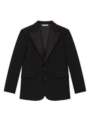Dolce & Gabbana Kids blazer boutonné à fini satiné - Bleu