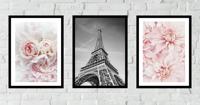 Posters - Bloemen en Eiffeltoren / Set van 3