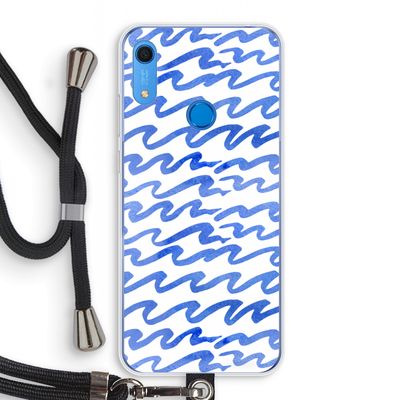 Blauwe golven: Huawei Y6s Transparant Hoesje met koord