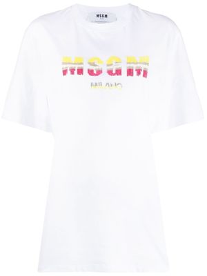 MSGM t-shirt à logo brodé de sequins - Blanc