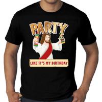 Foute kersttrui t-shirt - zwart - Party Jezus - grote maten - voor heren