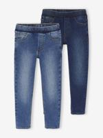 Set van 2 slim-fit jeans met elastische en verstelbare taille stone