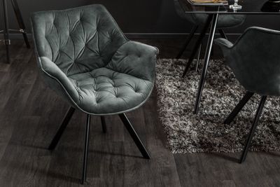 Bureaustoel THE DUTCH COMFORT donkergroen fluweel met armleuningen Modern Design - 44067