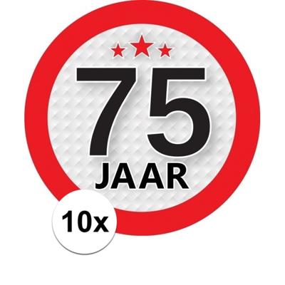 75 jaar leeftijd sticker - 10x - rond - Dia 9 cm - 75 jaar verjaardag - jubileum - leeftijd versieri