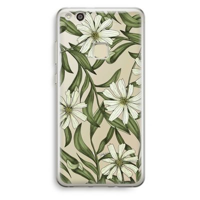 Wit bloemenpatroon: Huawei Ascend P10 Lite Transparant Hoesje