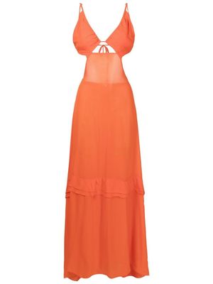 Amir Slama robe longue à effet de transparence - Orange
