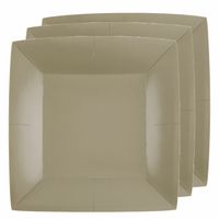 20x Stuks feest ontbijt/gebak bordjes papier/karton vierkant - taupe - 18cm