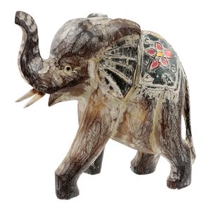 Houten Olifant Lopend Bruin (21 x 20 cm)