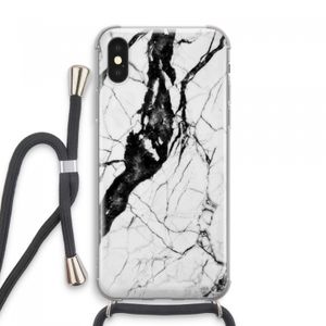Witte marmer 2: iPhone XS Max Transparant Hoesje met koord
