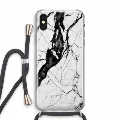 Witte marmer 2: iPhone XS Max Transparant Hoesje met koord