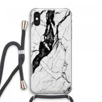 Witte marmer 2: iPhone XS Max Transparant Hoesje met koord