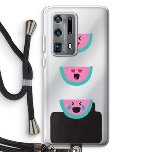 Smiley watermeloen: Huawei P40 Pro Plus Transparant Hoesje met koord