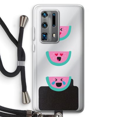 Smiley watermeloen: Huawei P40 Pro Plus Transparant Hoesje met koord