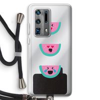 Smiley watermeloen: Huawei P40 Pro Plus Transparant Hoesje met koord