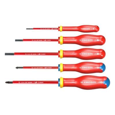 FACOM SET VAN 5 GEÏSOLEERDE SCHROEVENDRAAIERS 1000V