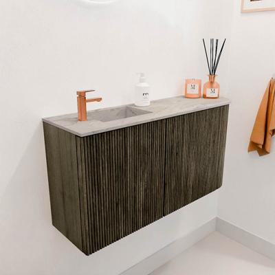 Toiletmeubel Mondiaz Joya Dlux | 81.6 cm | Meubelkleur Shadow | Faye wastafel Glace Wasbak Links | 1 kraangat